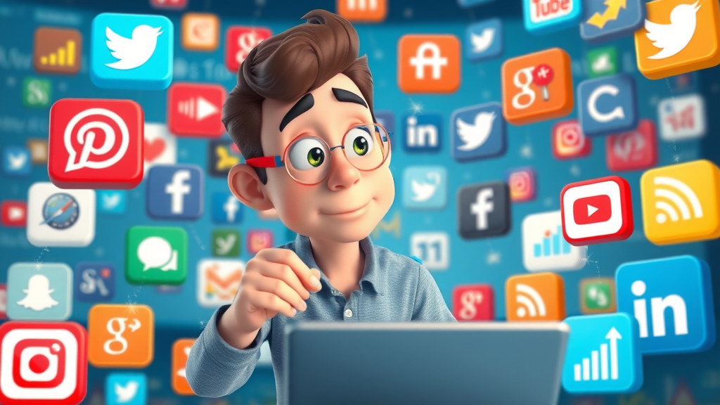 Animated icons of popular social media platforms for network marketing lead generation, evaluating options