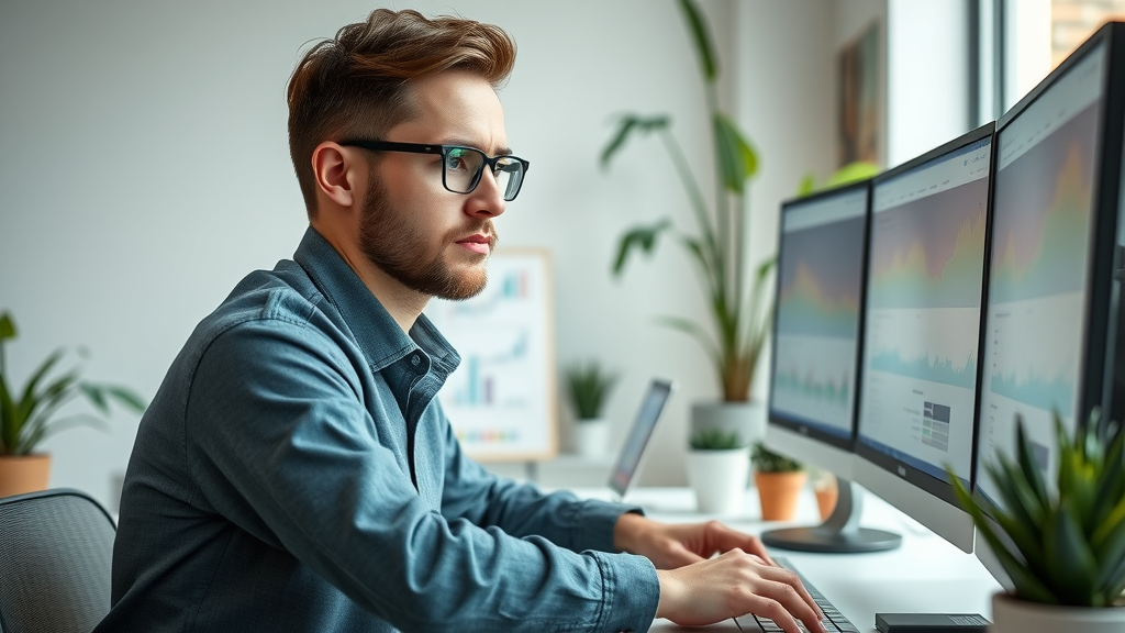 inspiring digital marketer analyzing social media graphs for mlm business lead generation