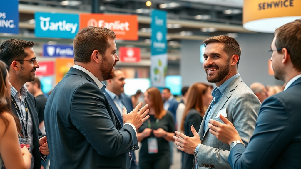 modern business professionals networking at a vibrant seminar for network marketing recruitment tips