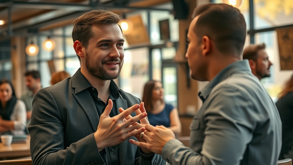 Confident network marketer empathetically addressing hesitant prospects—overcoming skepticism in network marketing