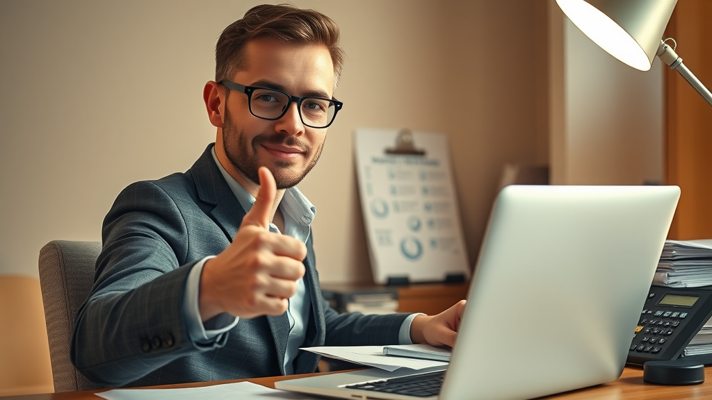 digital marketer giving thumbs up while checking compliance checklist for network marketing